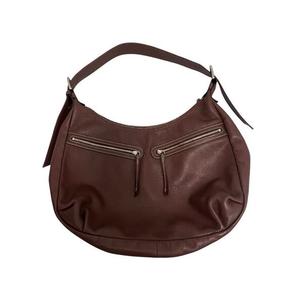 Longchamp Pebbled Genuine Leather Shoulder Bag Crossbody Brown 15X 10 Medium - Picture 6 of 12